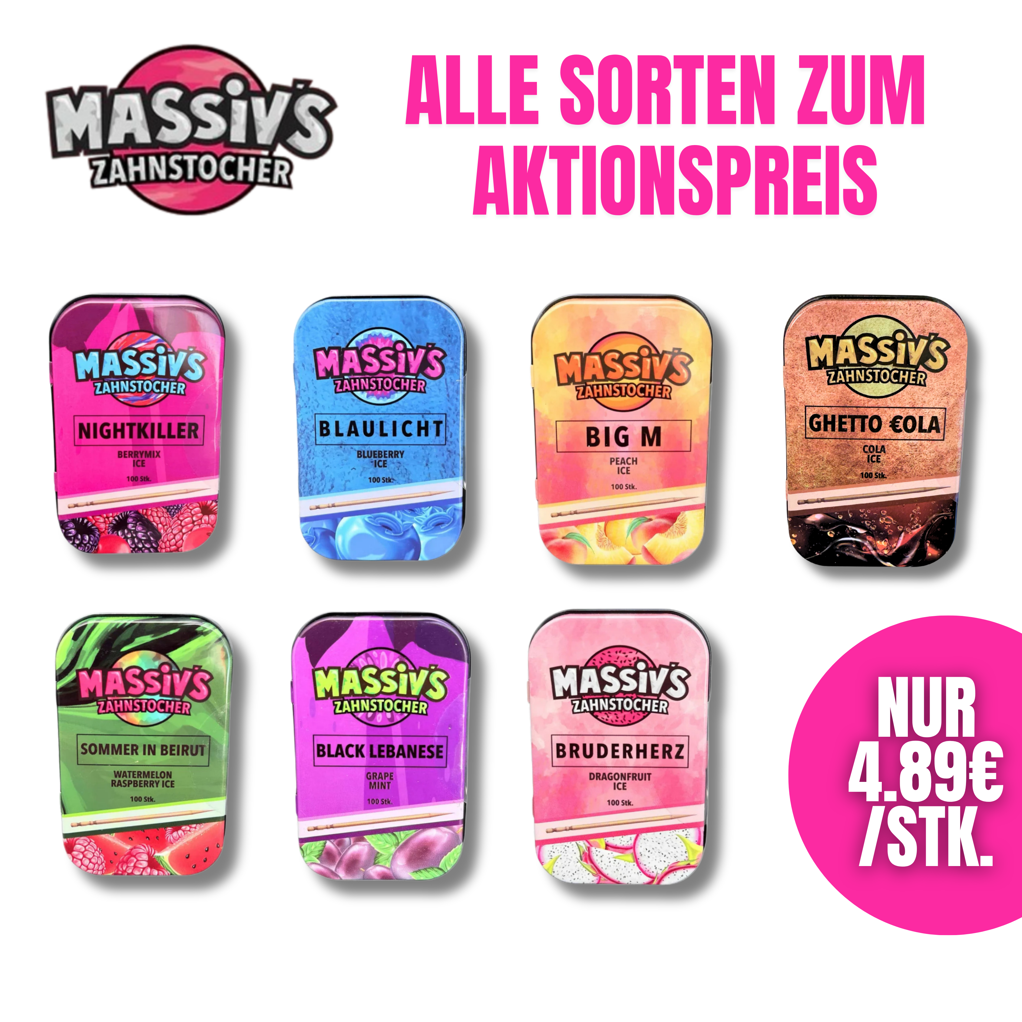 Massiv's Zahnstocher Alle Sorten
