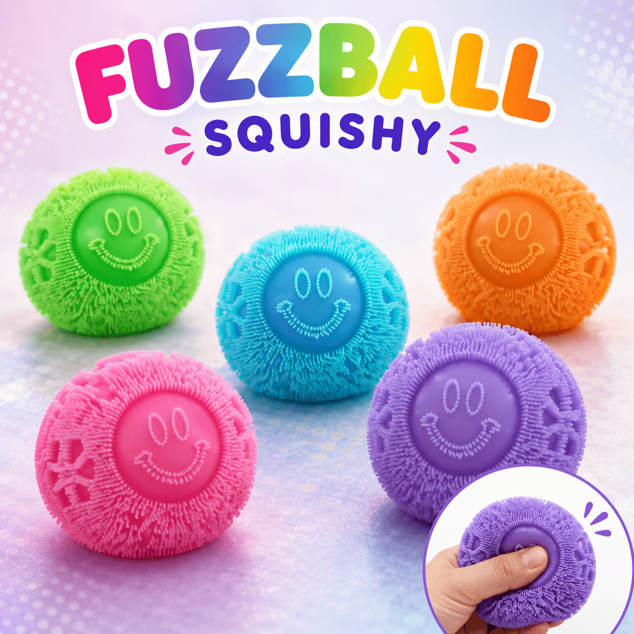 Happy Fuzz Ball Squishy