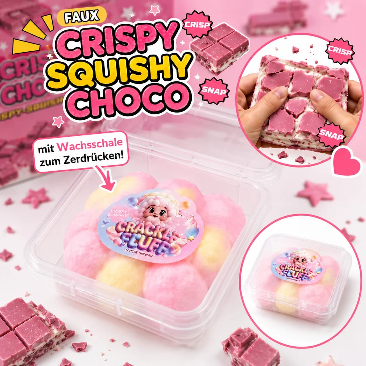 Crispy Pink Chocolate Squishy (Mit Wachs Schale zum Zerdrücken)