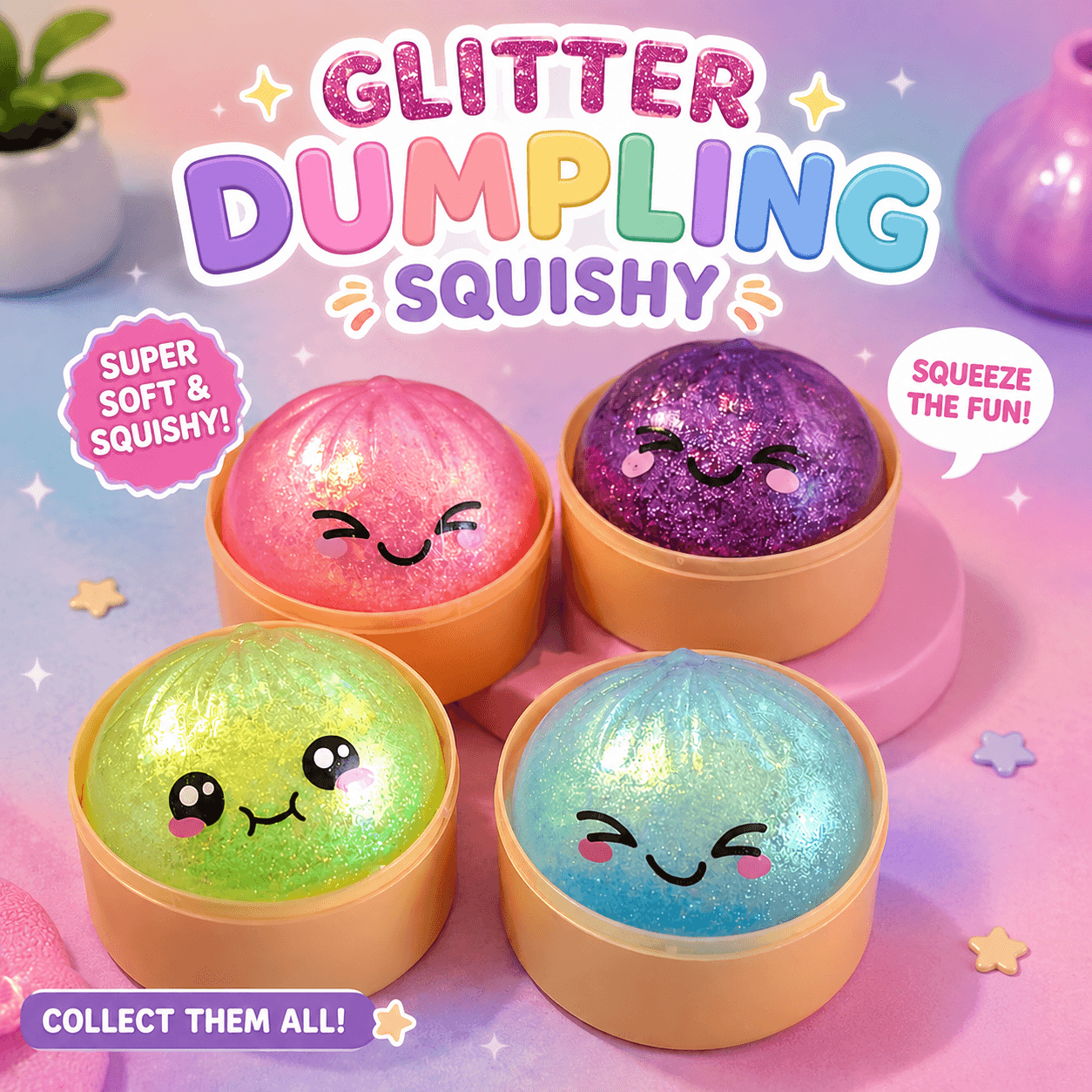 Glitzernde Dumpling Squishy (5.5cm)
