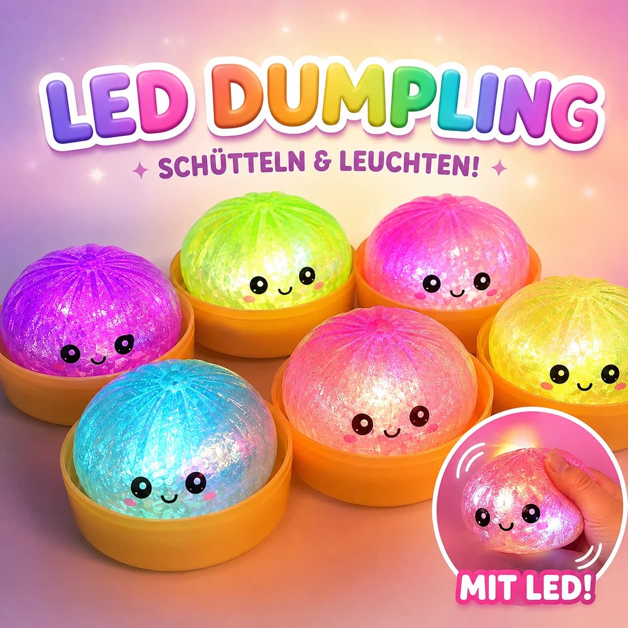 Leuchtender Dumpling Squishy mit LED