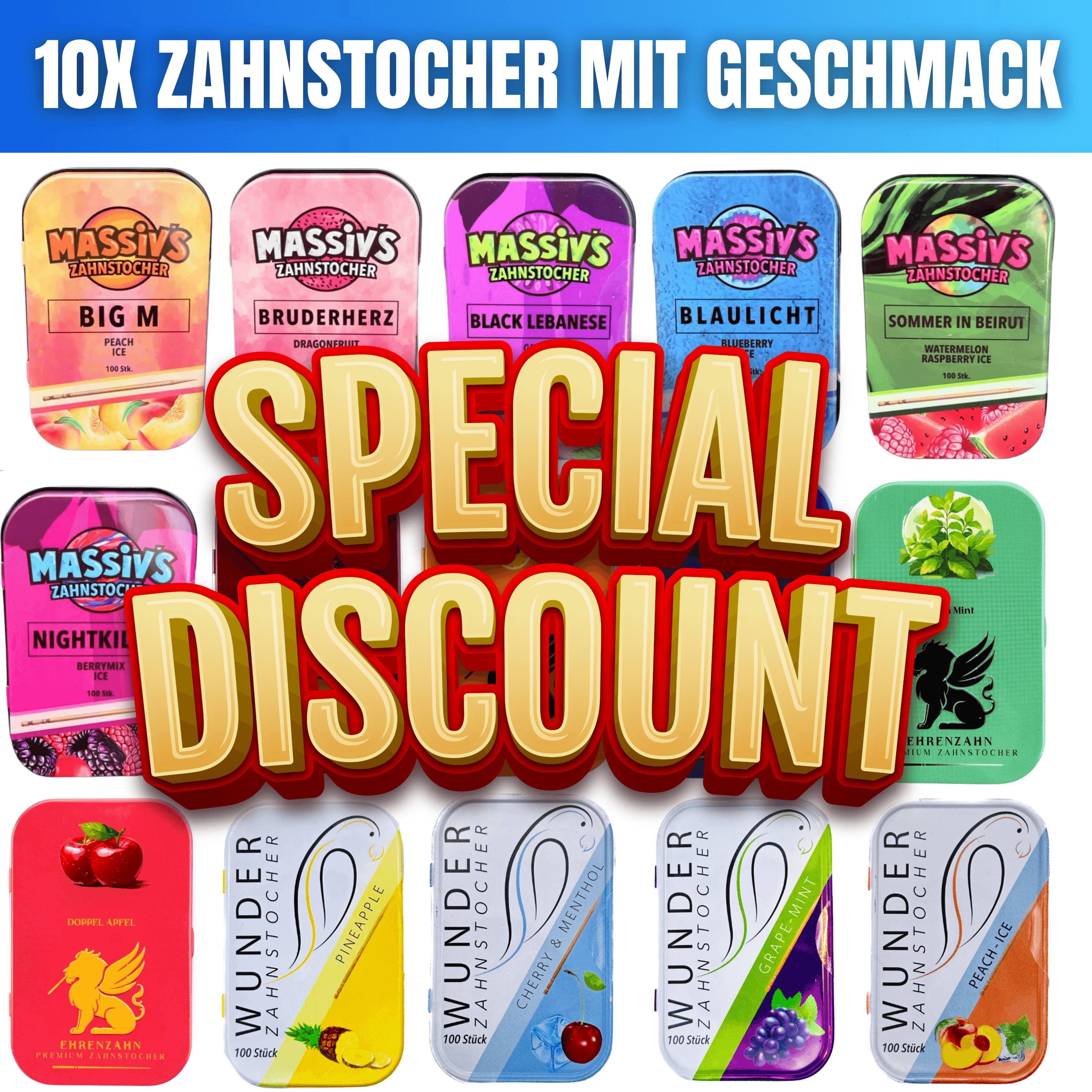 10x Zahnstocher mit Geschmack - PREISKRACHER