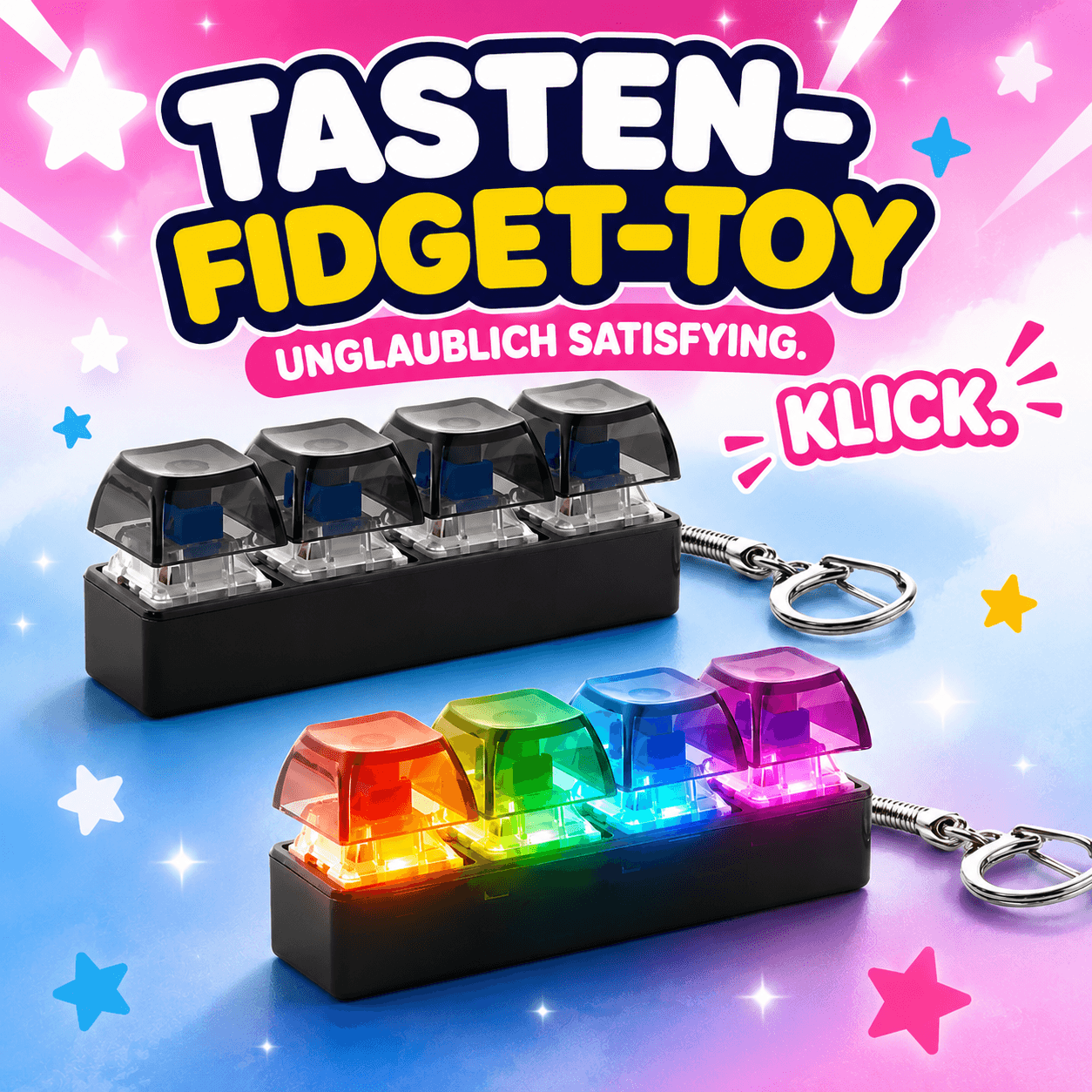 Tasten Fidget Toy mit LED (4er)