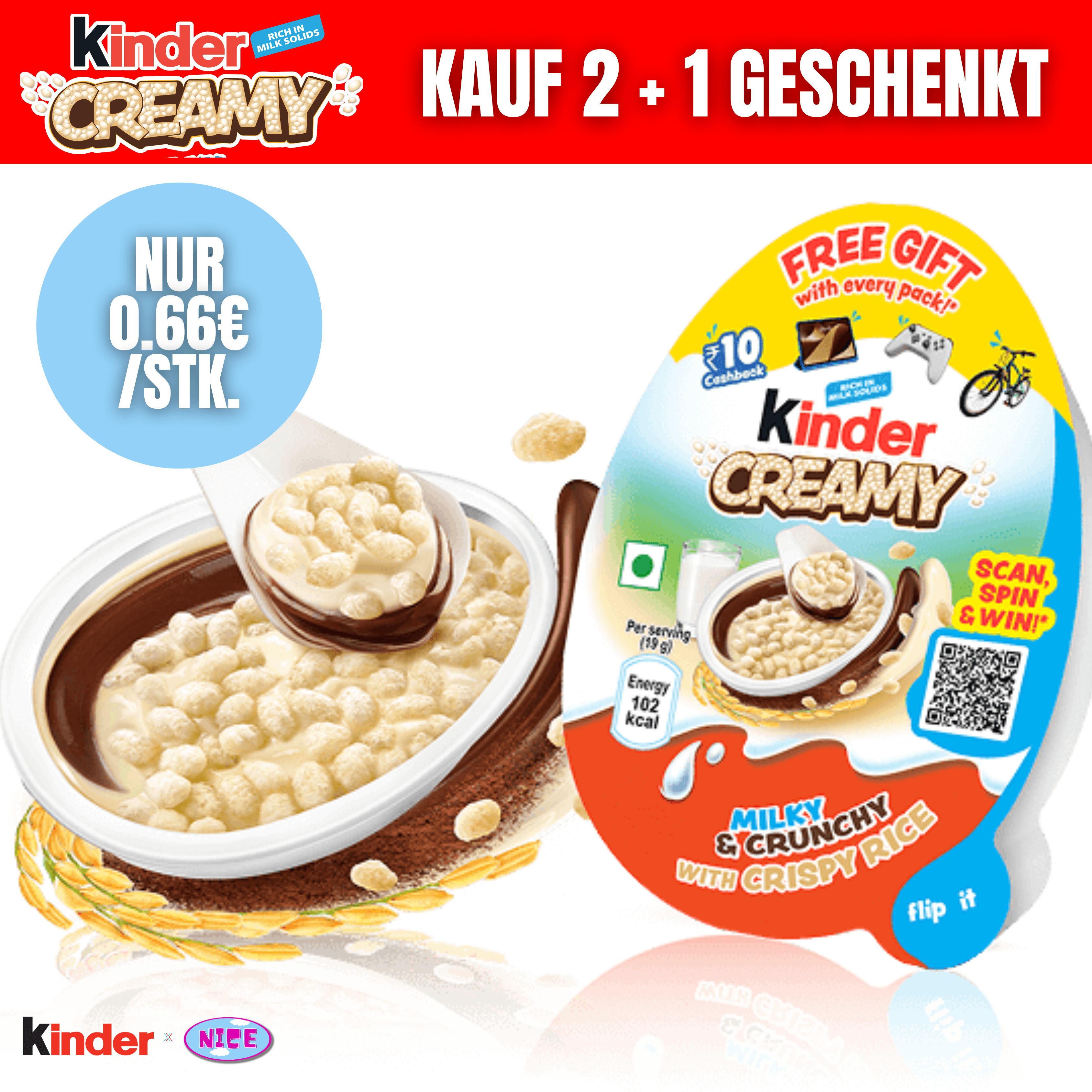 🥛🍫 2+1 DEAL (2x Kinder Creamy + 1 Geschenkt)