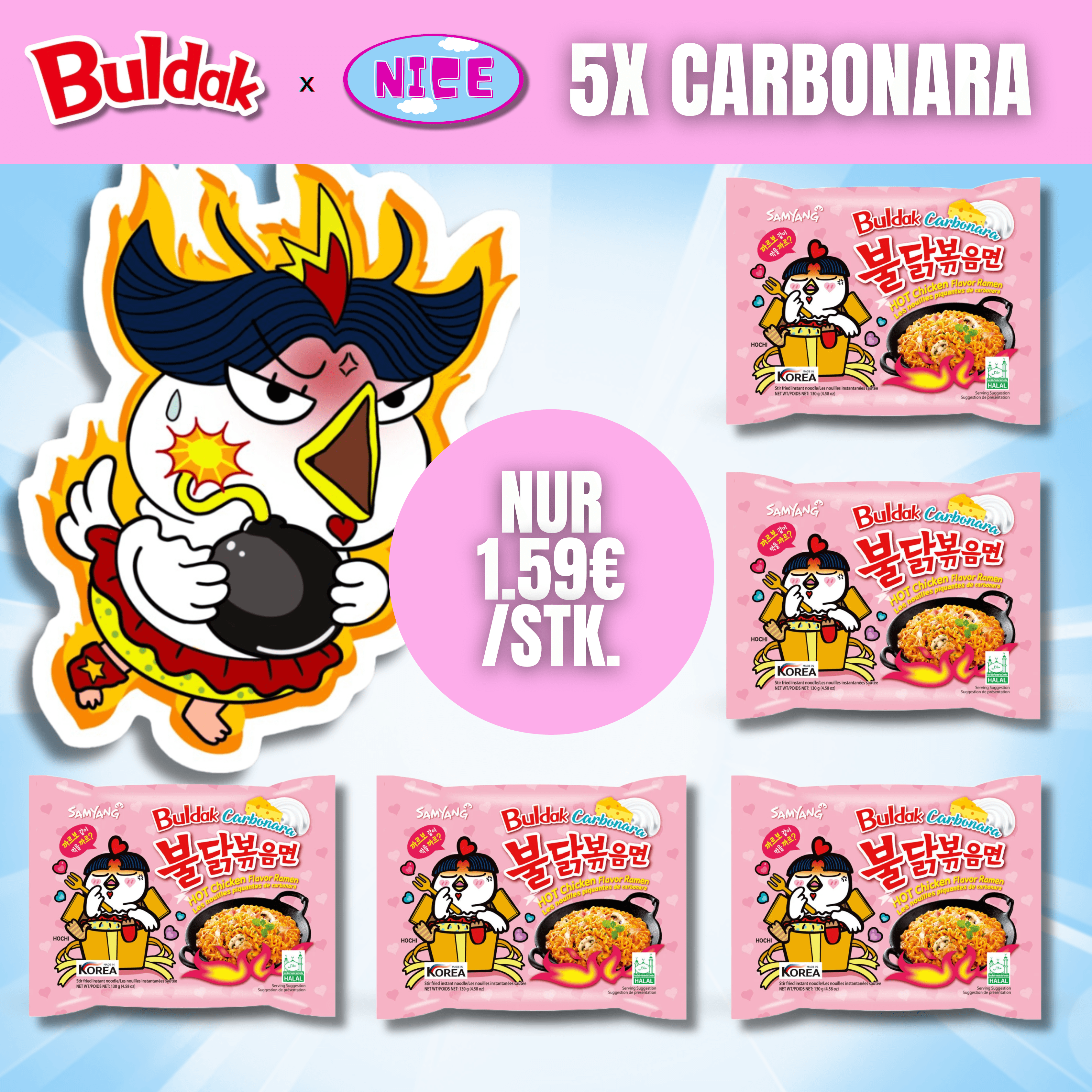 🩷🍜🇰🇷 5x Buldak Carbonara Ramen