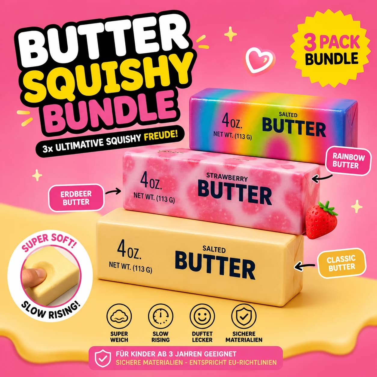 Butter Squishy Bundle (3x Virale Butter Squishies)